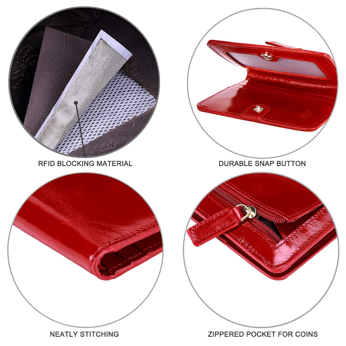 Itslife Women's Rfid Blocking Small Compact Bifold Leather Pocket Wallet Ladies Mini Purse with id Window (Waxed Red)