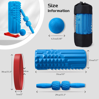 Foam Roller High Density Foam Roller Set for Deep Tissue Muscle Massage, 18" Trigger Point Fitness Exercise Massage Roller, Self-Myofascial Release for Whole Body (Black-18(2 in 1))