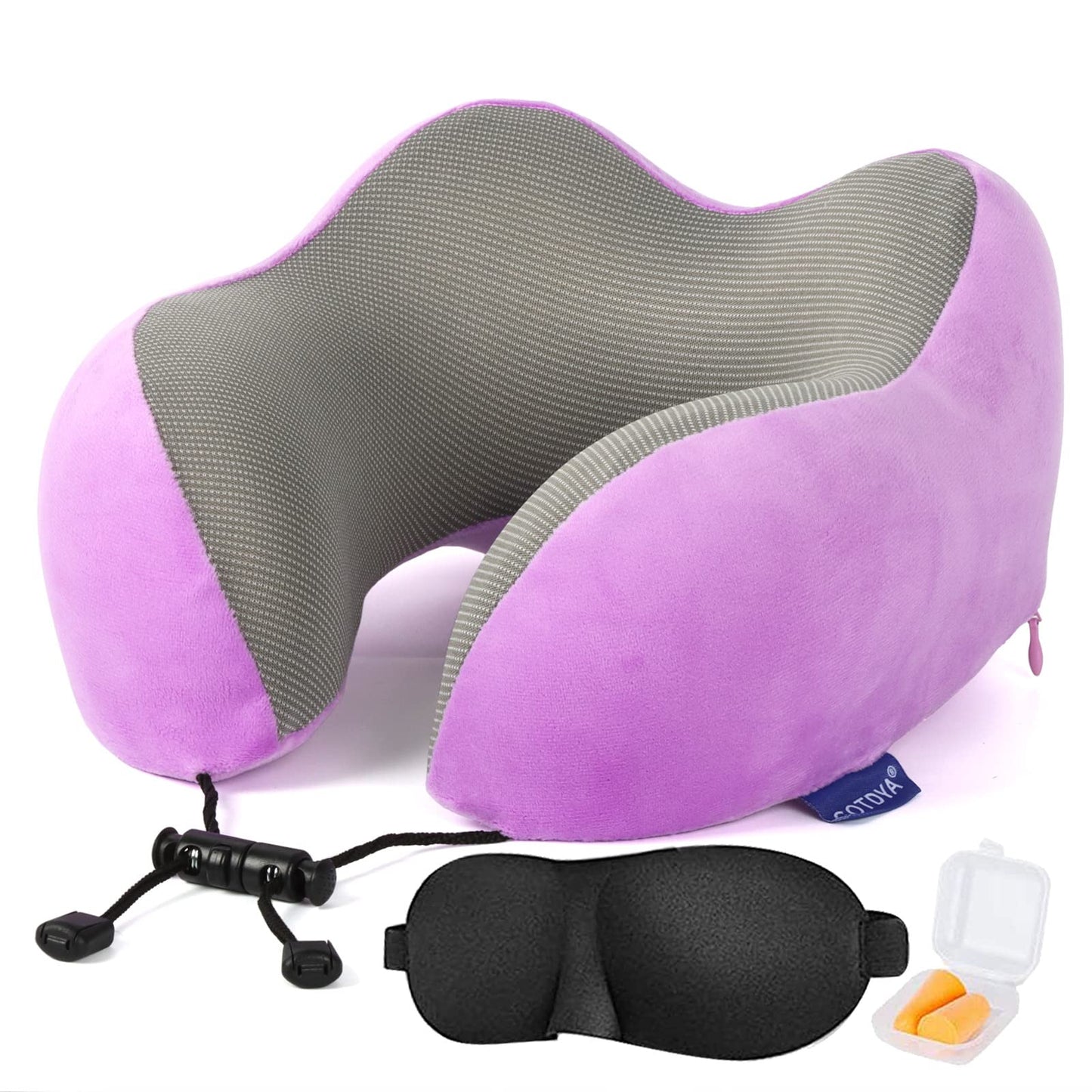 Travel Pillow,Travel Neck Pillows for Sleeping,100% Pure Memory Foam Soft Comfort & Support Pillow for Airplane/Car/Office&Home Rest Use-Pink