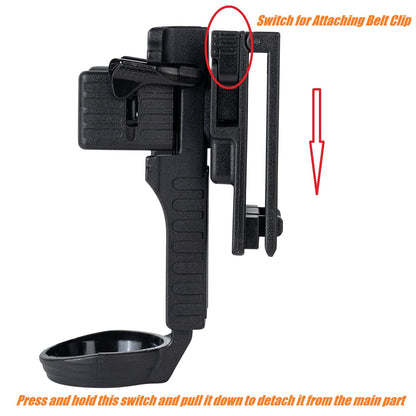 TACNEX Quick Release Flashlight Holder w/MOLLE Vest Clip Tactical Torch Holster Carrier Rotatable Light Carry Case Stand fit 1"-1.2" Diameter Flashlight for Police Leo Security Military Patrol