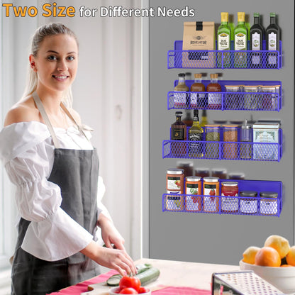 Magnetic Spice Rack for Refrigerator, 6 Pack 100% Metal Strong Magnet Shelf, Space Saving Spice Organizer, Home Kitchen Laundry Room Storage Organization W/ Paper Towel Holder, Utensils Racks (Grey)