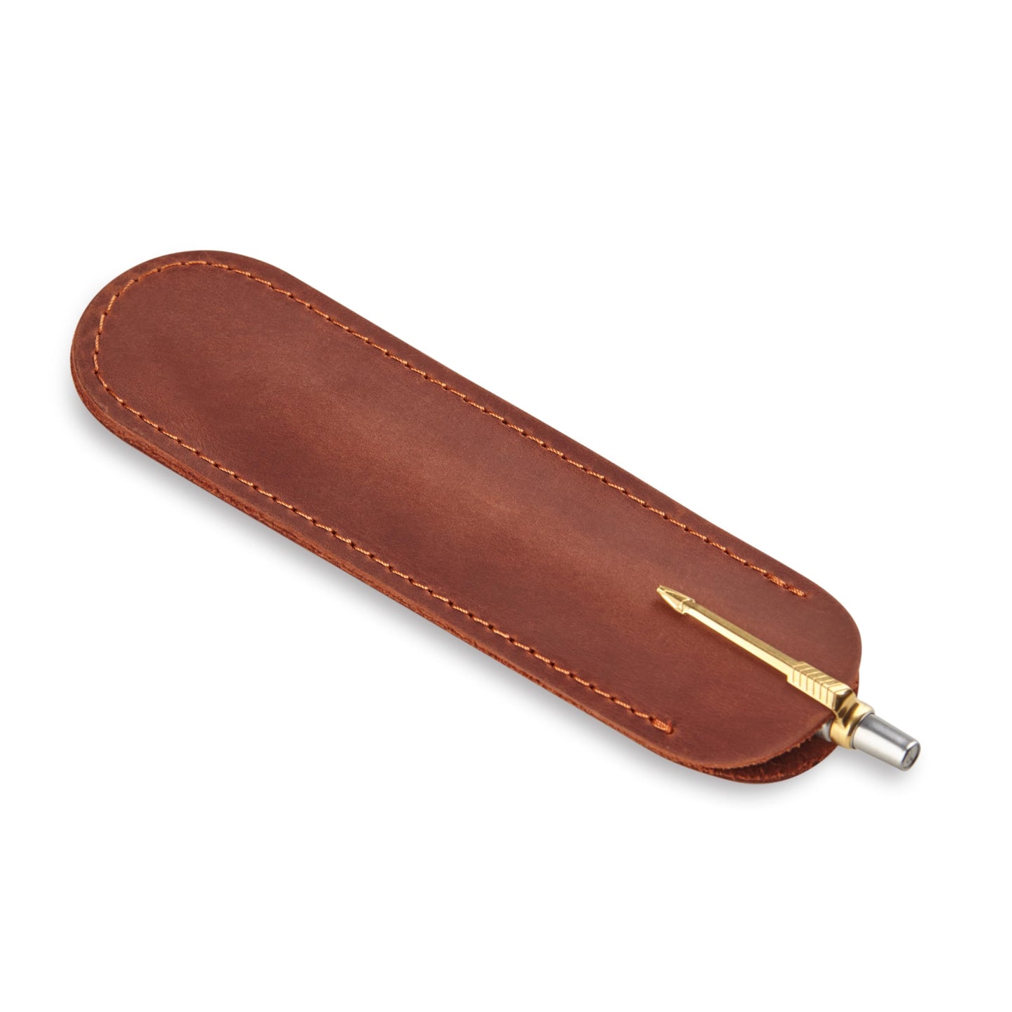 MAKYN Leather Pen Case, Single Pen Pouch Cover, Fountain Pen Sleeve Holder (Cognac)