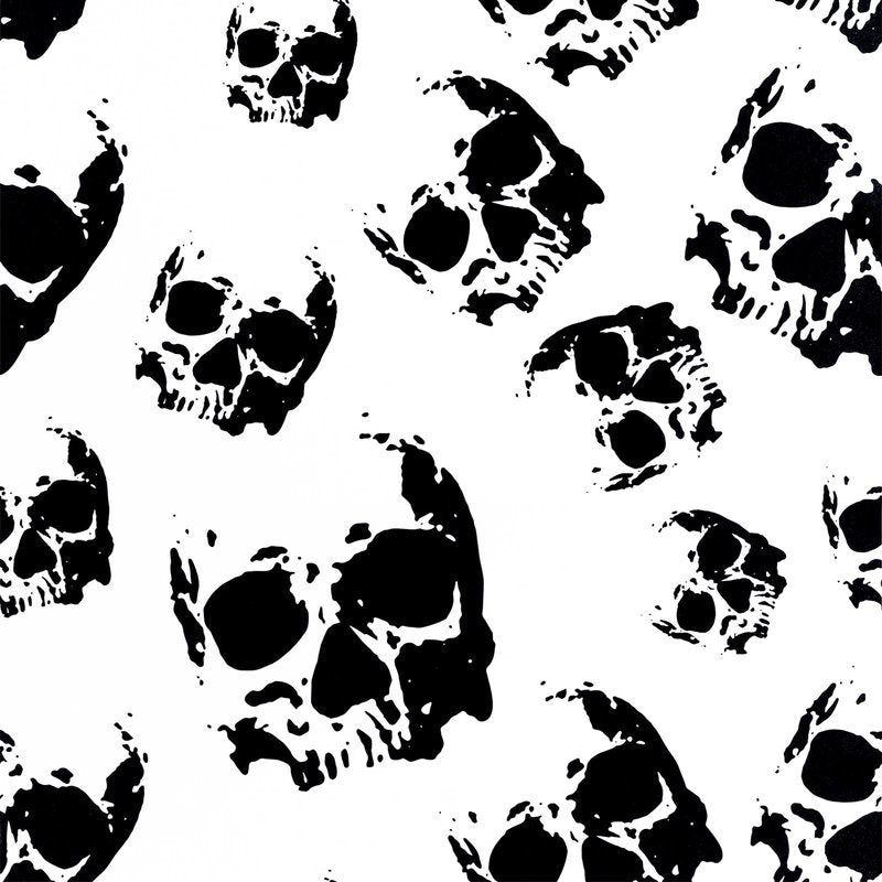 ReWallpaper 17.5in×23ft Black Skull Peel and Stick Wallpaper Self Adhesive Gothic Removable Wallpaper Black and White Skulls Contact Paper for Cabinets Bedroom Scary Halloween Wall Decor Vinyl Sticker