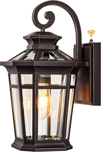 Large 9'' Outdoor Wall Lights Wall Mount, Dusk to Dawn Front Porch Lights, Oil Rubbed Bronze Outdoor Wall Lantern, Exterior Lighting Fixtures for Garage, Waterproof Patio Sconce Lights