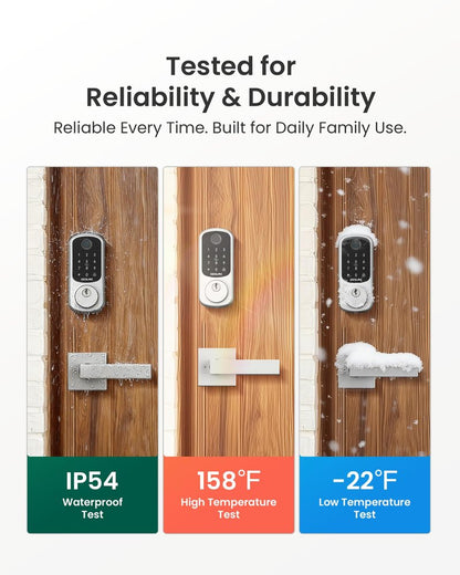 DESLOC B200 Fingerprint Smart Lock with 2 Durable Lever Handles, Keyless Entry Front Door Lock Set, Electronic Keypad Deadbolt, App Control, DIY Installation, Designed for a Secure DESLOC Home, Silver