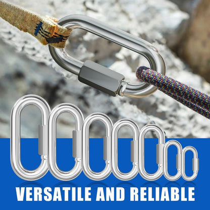 KINLINK Quick Link Chain Connector, 304 Stainless Steel 5PCS M6 1/4 Screw Carabiner, Small Locking Carabiner Clips Heavy Duty Chain Hooks for Connecting Hammock, Swing, Shade Sail-Capacity 875LB