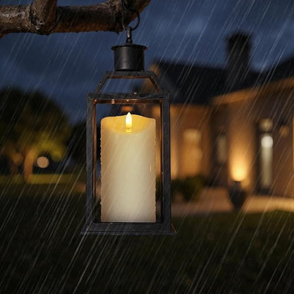 Outdoor Flameless Candles with Remote Timer - Waterproof Realistic Flickering LED Pillar Electric Battery Operated Fake Candle for Holiday Home Wedding Fireplace Decor - Ivory 3 Pack (D3”H4”6”8”)