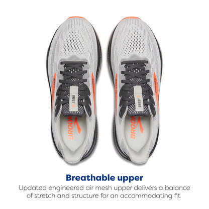 Brooks Men’s Ghost 17 Neutral Running Shoe - Oyster Mushroom/Orange/Ebony - 7.5 Medium