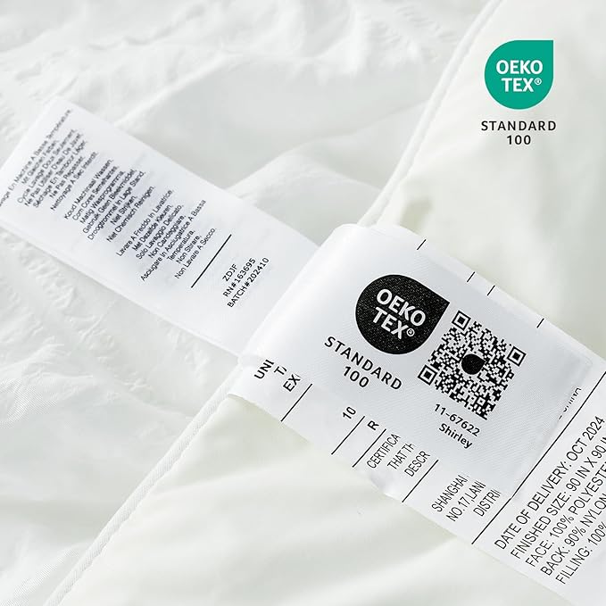 Cozy Bliss Cooling Comforter Queen Size Seersucker Plaid, Q-Max 0.4 Reversible Lightweight Cooling Blanket, Breathable Silk Smooth Summer Bedding Quilt for Hot Sleepers Night Sweats White