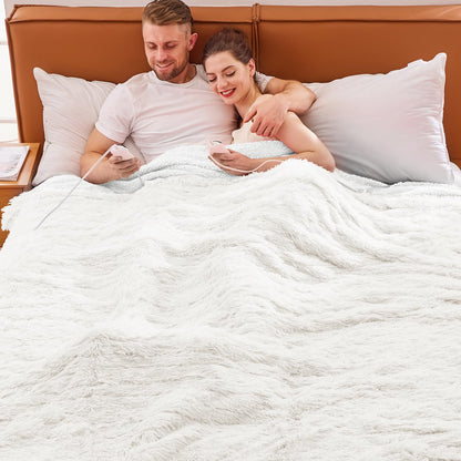 Heated Electric Blanket Throw,Warm Winter Birthday Gifts for Women Her Grandma-Faux Fur with Soft Sherpa,10 Heat Settings,5 Time Settings with Fast Heating, 50x60, Rainbow