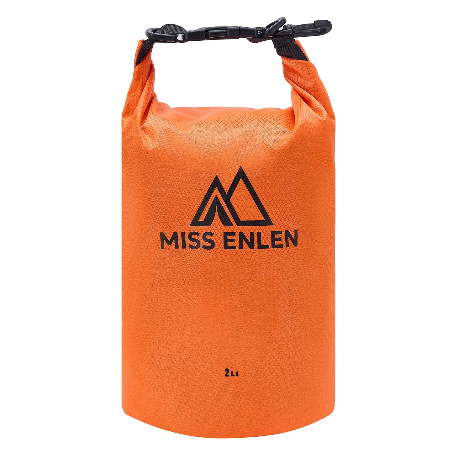 MISS ENLEN Waterproof Dry Bag 500D PVC Roll Top Dry Sack with 3 Carrying Ways, Lightweight Waterproof Bag for Kayaking, Swimming, Boating, Paddle Boarding, Hiking, Beach (Orange, 2L)