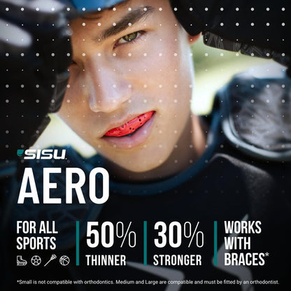 SISU Aero Large Mouthguard, Royal Blue - 30% Stronger Protection for Lacrosse, Football, Hockey, Roller Derby, Team Sports - Remoldable Up to 20 Times - Ultra Slim - Works for Braces - Non Toxic