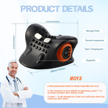 Neck Massager for Pain Relief,Portable Electric Massage Pillow with Heat,Deep Tissue Relaxation for Neck,Shoulders,Back,Perfect for Home, Office,Travel