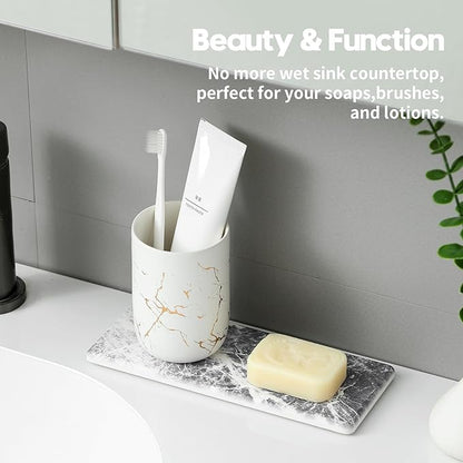 2PCS Bathroom Sink Vanity Trays, Water Absorbing Diatomite Stone Quick Drying