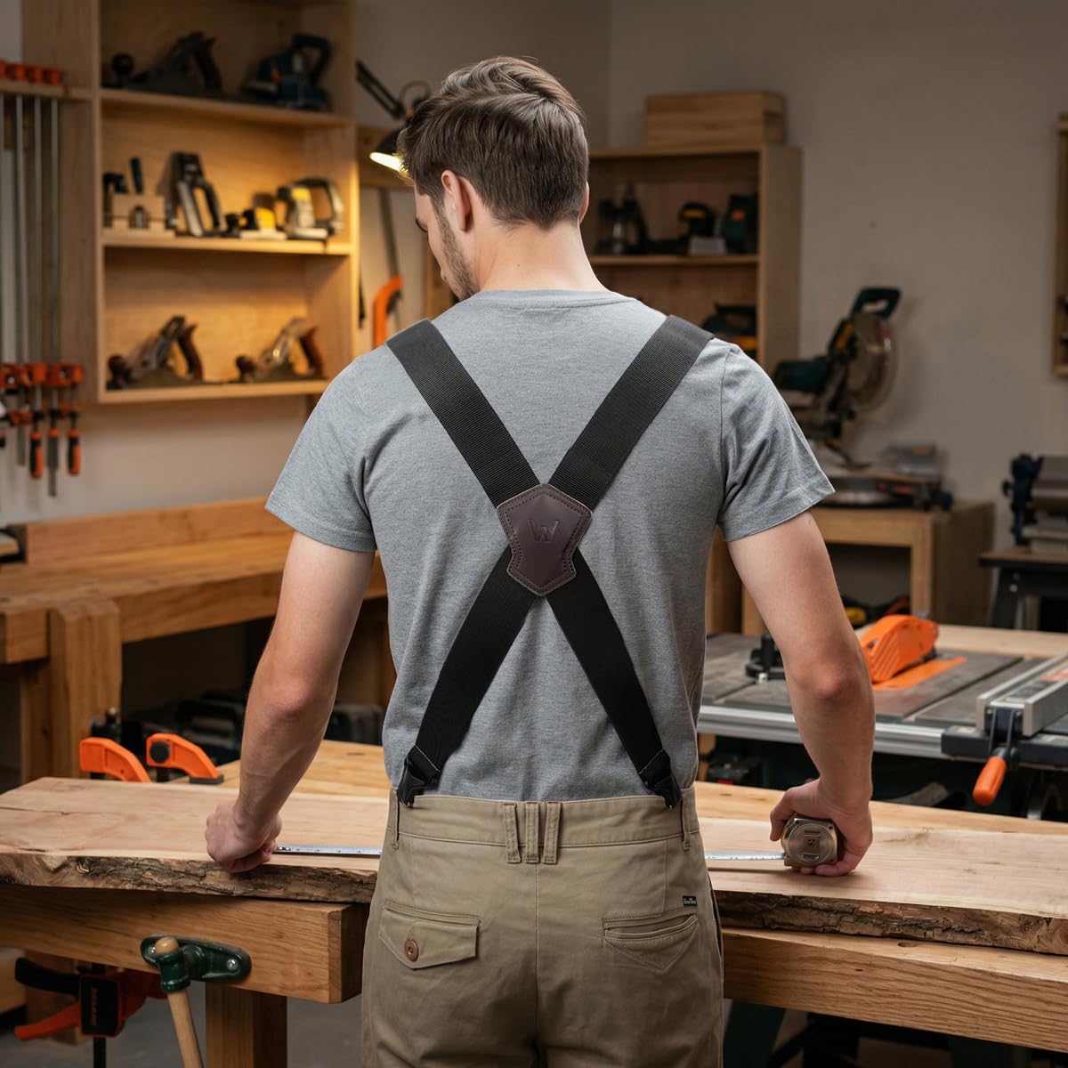 WELKINLAND Ultralight Clip-on Suspenders, 2 Inch Suspenders for Men, Strong X-back Suspenders, Black Suspender Men, Work Suspender for Pants, Mens Suspender for Seniors