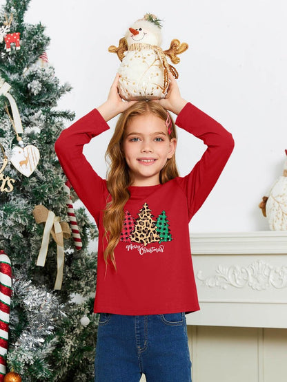 Haloumoning Girls Long Sleeve T Shirts Kids Fall Tops Crewneck Basic Tees 5-14Y