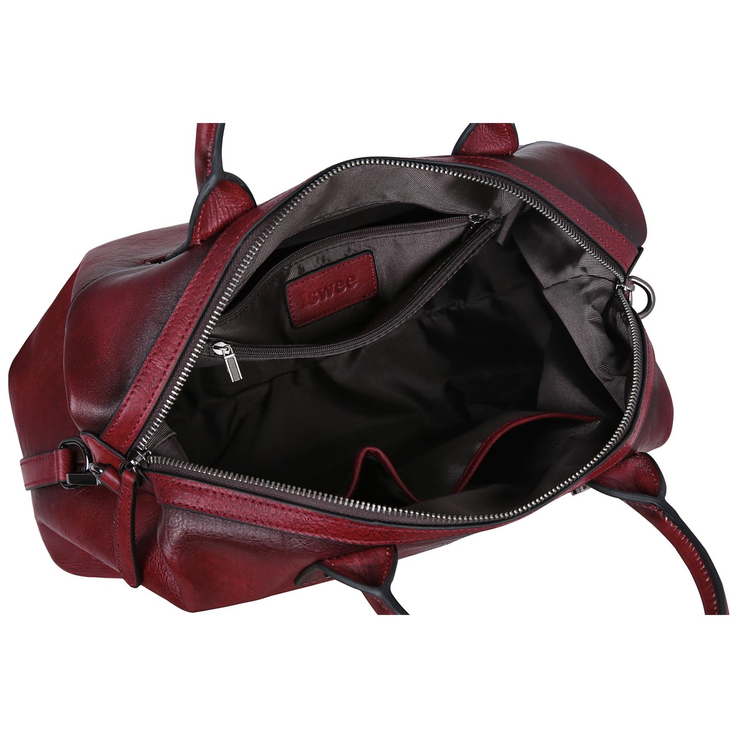 Iswee Genuine Leather Women's Red Shoulder Bag Hobo Top Handle Satchel Work Tote (Wine)