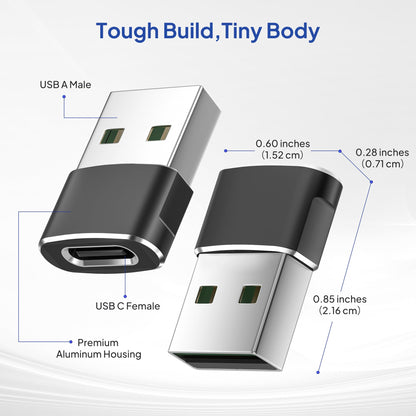 Elebase USB to USB C Adapter 4Pack,USBC Female to A Male Car Charger,Type C Converter Adaptor for iPhone 17 16 Pro Max 15 14 13 12 Plus,Apple Watch iWatch 11 10 Se Ultra 3,iPad Air,Samsung Galaxy S25
