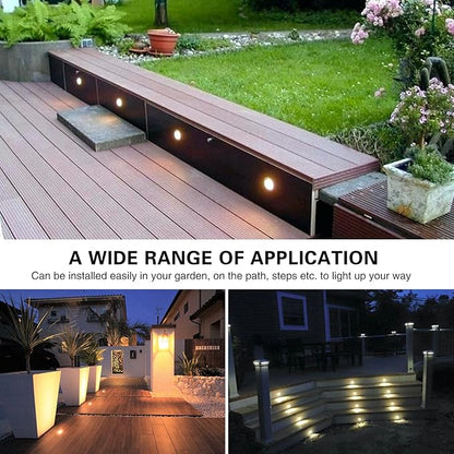 Led Deck Lights Outdoor Waterproof Low Voltage Stainless Steel 1W Outdoor Yard Garden Decoration Lamps Landscape Pathway Patio Step Stairs LED In-ground Lights Black Border(20pcs, Warm White)