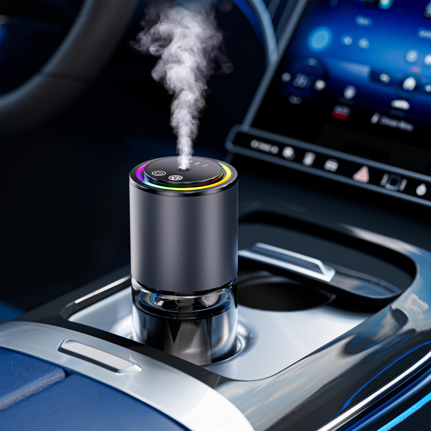 Smart Car Air Freshener, Car Air Freshener, Diffuser 150ml Capacity for 6 Months, Auto On/Off, 3 Adjustable Modes, RGB Music Syncing Light, Perfect for CAR,Bedroom and Office (Cologne)