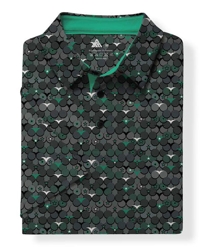 ZITY Men's Golf Shirts Short Sleeve Moisture Wicking Performance Print Patterns Casual Collared Golf Polo Shirt for Men Blackish Green