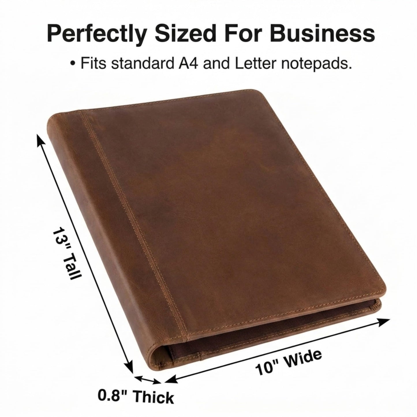 Moonster Leather Portfolio Professional Organizer Padfolio – Resume Folder with Luxury Pen - Leather Binder Portfolio Writing Pad with Business Card Holder - Portfolio Folder for Men & Women