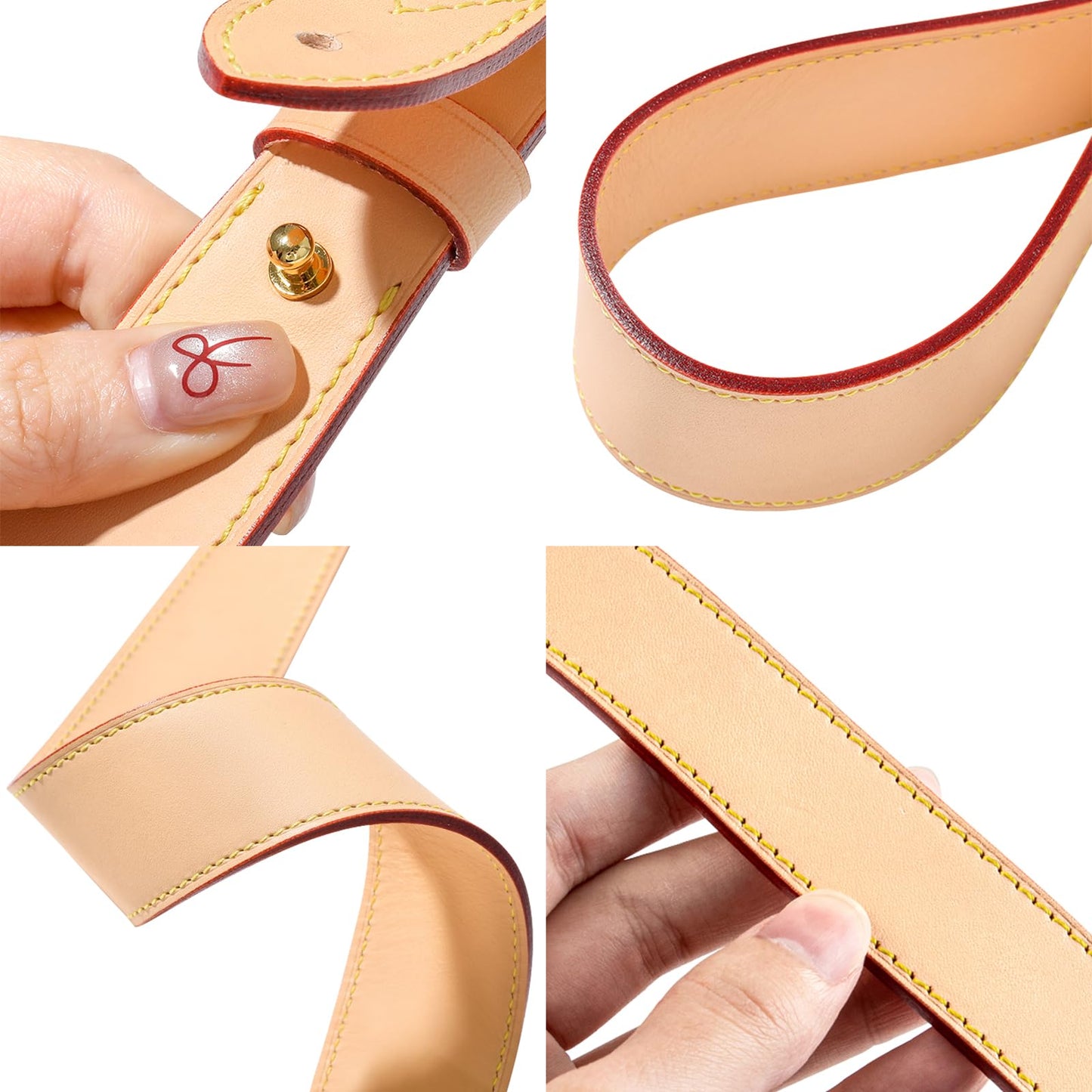 KIYOMIL Genuine Vachetta Leather Shoulder Bag Strap Replacement for Graceful Handbag(APRICOT-Length:25.6in)