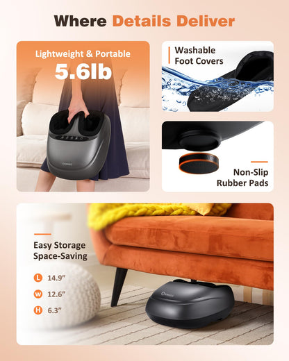 Foot Massager Machine with Heat, Shiatsu Deep Kneading Foot Massager with Remote, Compression, Multi-Massage Modes, Auto-Off Timers, Gifts for Women Men