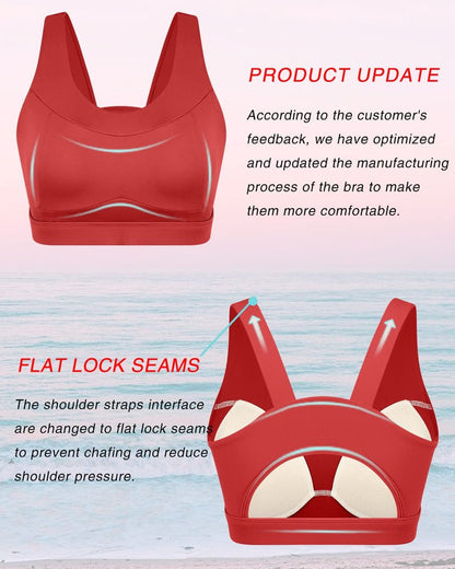 RUNNING GIRL High Impact Sports Bras for Women,Racerback Red Bra Workout Crop Tank Tops Longline Sports Bra Push up(WX2667 Red L)