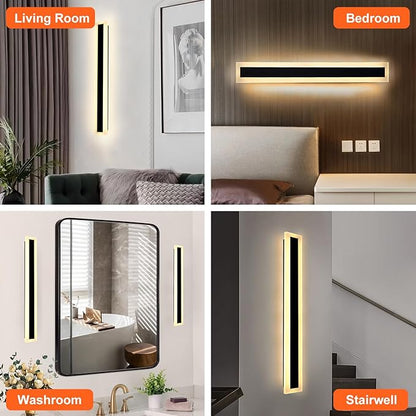 TooCust 2 Pack 23.6in Long Outdoor LED Wall Light, IP65 Waterproof, 24W Warm White 3000K, Narrow Strip Light, Long Wall Sconce for Garage, Wired Installation