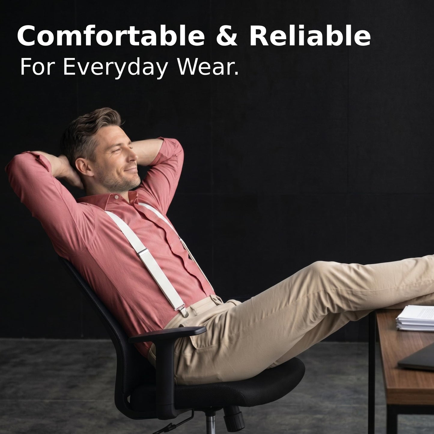 Suspenders for Men Heavy Duty – Adjustable 1” Y-Back Men's Suspenders for Dress Pants | Strong Metal Clips, Durable Elastic Straps, Leather Reinforcement – Comfortable, Formal, Pack of 12
