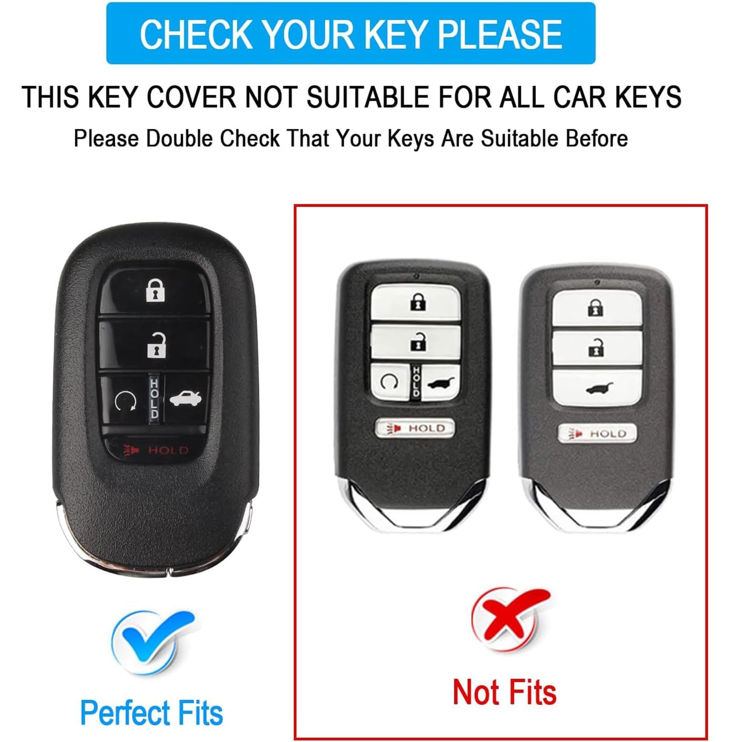 QBUC for Honda Key fob Cover with Keychain,Car Key Case Protector Compatible with Honda Accord Civic HRV CRV Pilot 5 Buttons Smart Remote Key (Blue)