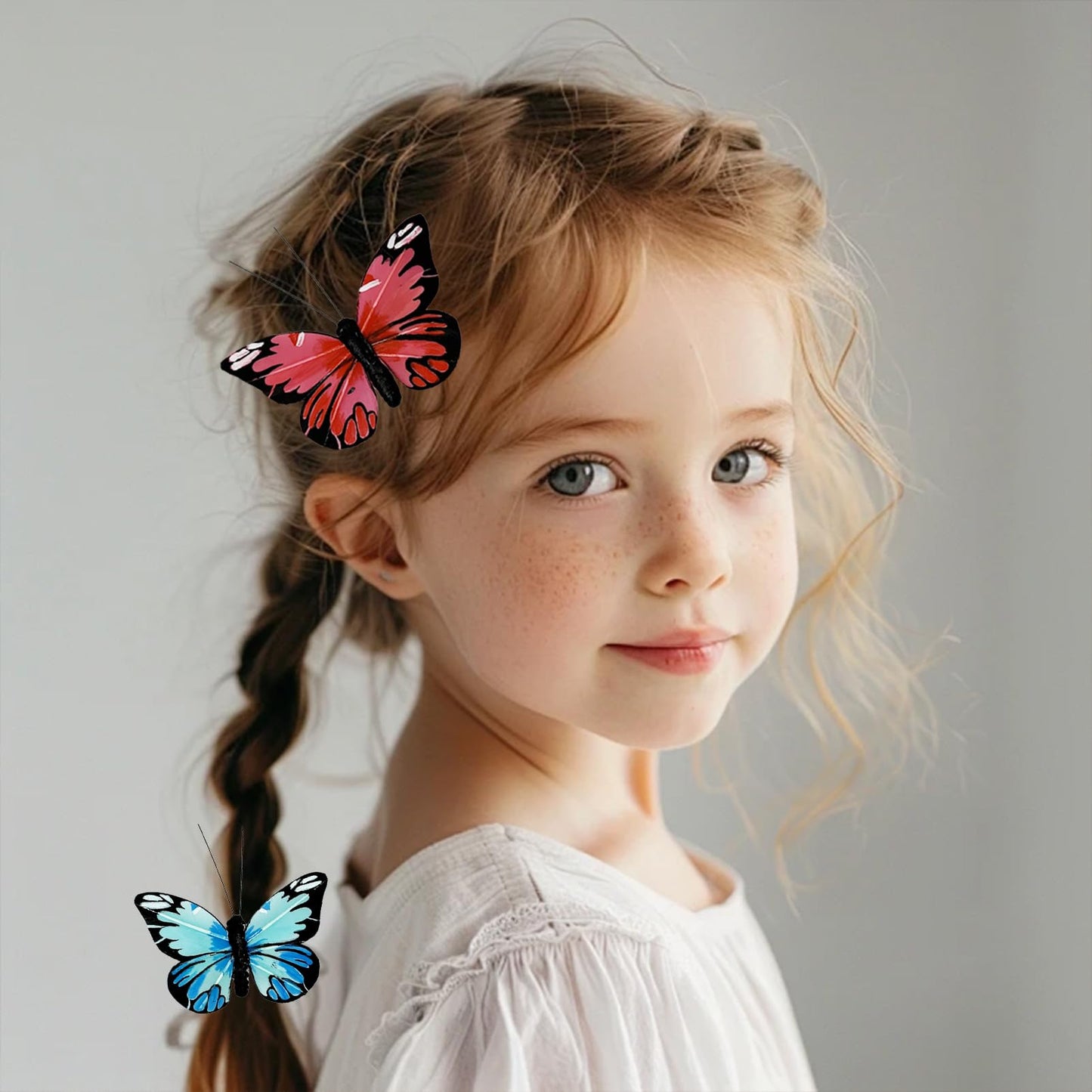 FBIRDY Feather Butterfly Set of 12 Clip on Artificial Butterflies for Crafts Christmas Butterfly Ornament Butterflys Flower Bouquet Christmas Tree Decorations for Floral Wedding Decor