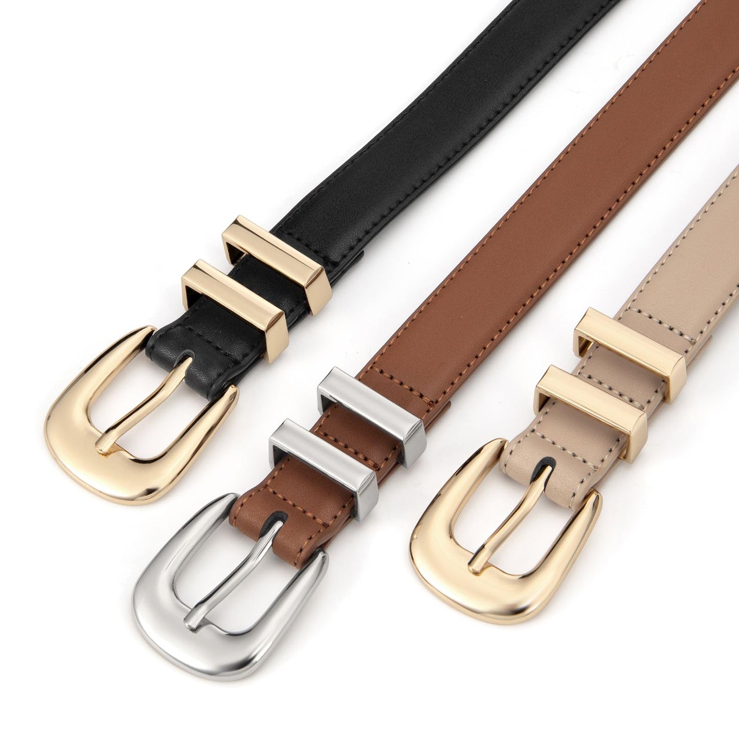 YooAi Womens Belt Fashion Leather Wais Belt for Jeans Pants Dresses with Gold Buckle Khaki 100 S