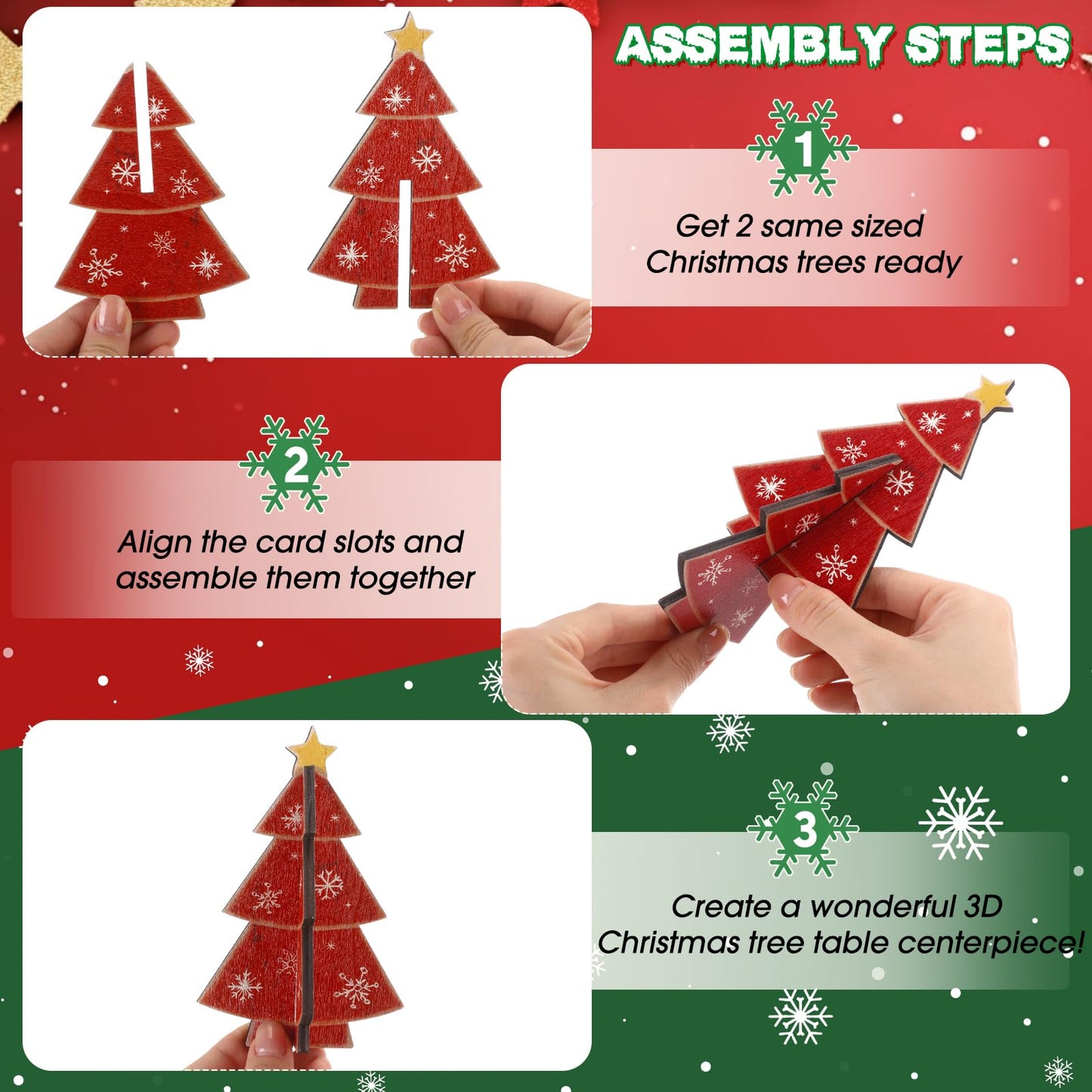 Bucherry 5 Pcs Retro Wooden Christmas Trees Tabletop Decorations Rustic 3D Christmas Trees Xmas Centerpieces Farmhouse Table Wooden Signs for Xmas Winter Farmhouse Home Tiered Tray Decor