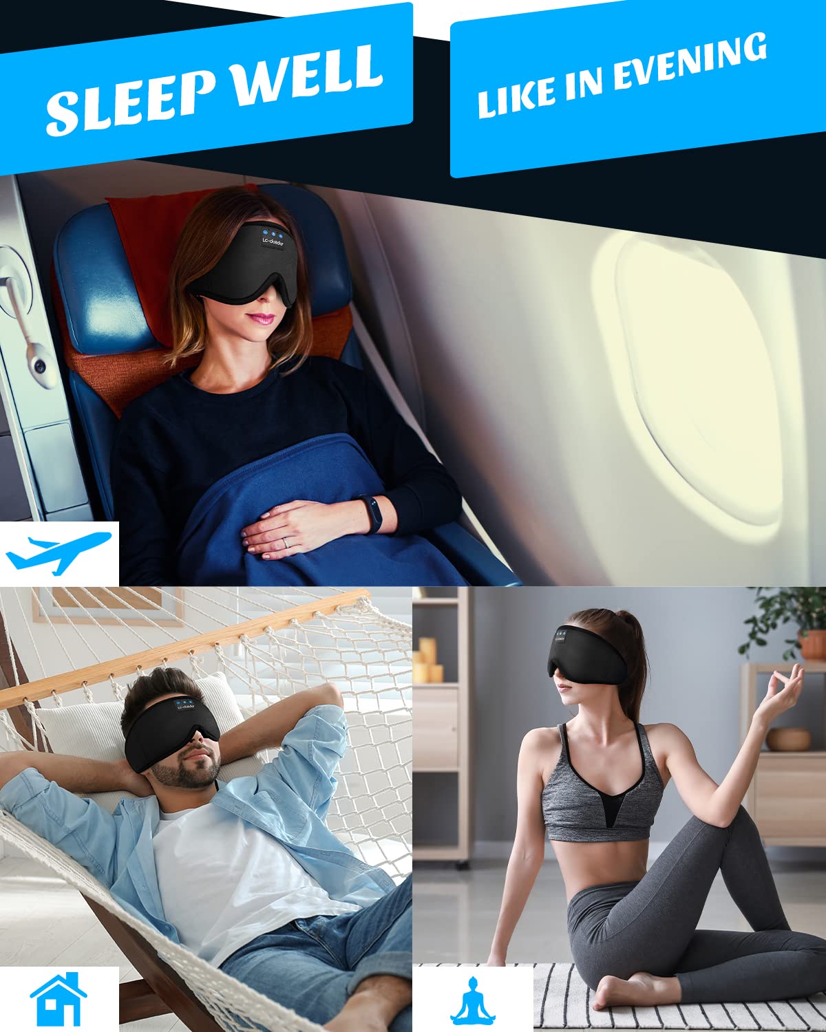 LC-dolida Sleep Headphones, White Noise Bluetooth Sleep Mask 3D Wireless Timing Eye Mask for Sleeping, Sleep Mask with Bluetooth Headphones for Side Sleepers Travel Yoga, Cool Gadgets for Men Women