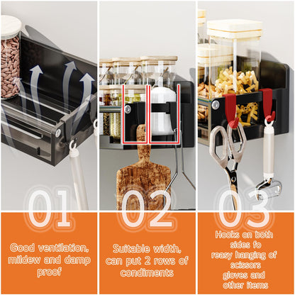 5 Pack Magnetic Spice Storage Rack Organizer for Refrigerator and Oven, Black Fridge Organizers and Storage, Paper towel holder, Punch and no-punch dual purpose (Black, 5p)