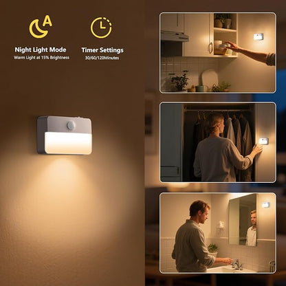 Motion Sensor Stair Light for Indoor, Battery Operated Closet Lights, Portable LED Wireless Stick on Night Lights for Hallway, Bedroom, Under Cabinet, Kitchen(6 Pack, White)