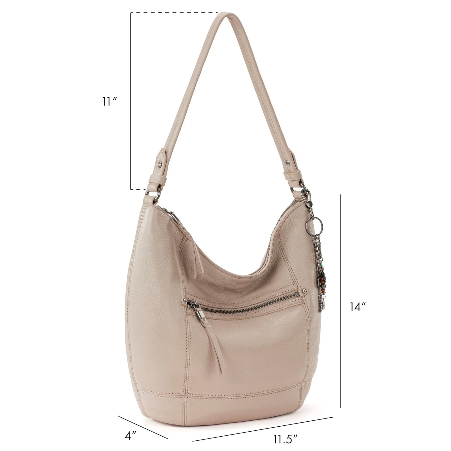 The Sak Sequoia Hobo Bag in Leather, Single Shoulder Strap, Sand