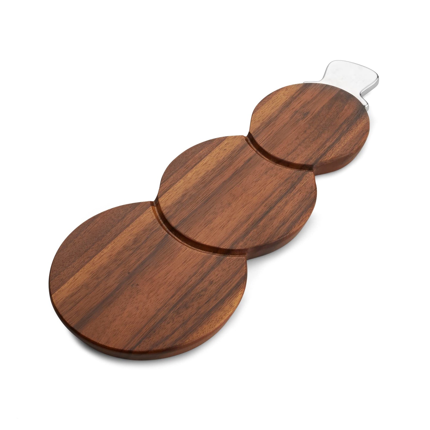 Nambé Snowman Cheese Board – Holiday Acacia Wood Charcuterie Tray with Chrome Plate Spreader, Seasonal Serveware & Giftable Entertaining Accent for Christmas Parties & Winter Gatherings