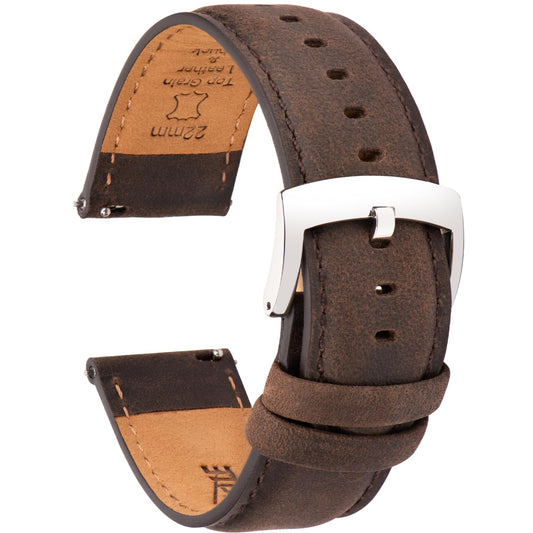 CORROPELLE Leather Watch Bands Quick Release, Vintage Elegant Top Grain Leather Watch Band Straps Replacement for Men and Women, Watch and Smartwatch, Choice of Width - 18mm 19mm 20mm 21mm 22mm