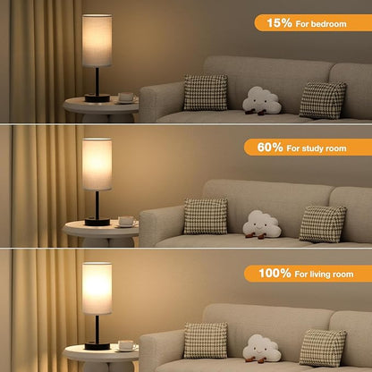 Fenmzee Touch Bedroom Lamp - Grey, 3-Way Dimmable, USB A + C Charging, AC Outlet, 17.4inch Medium