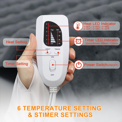 Heating Pad,Electric Heating Pads for Back,Neck,Abdomen,Moist Heating Pad for Shoulder,Knee,Arms,Legs,Dry/Moist Heat & Auto Shut Off,Birthday Gifts for Men and Women(Light Gray, 24''×12'')