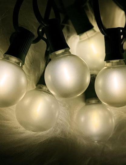 25Ft Outdoor String Lights, G40 Globe Lights with 27 0.6W Frosted Warm White Bulbs, Vintage Christmas Lights for Holiday Party Backyard Christmas Wedding Garden Patio Porch Decor, Green Wire