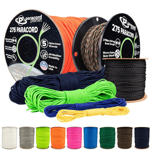 Paracord Planet 100 Feet Tactical 5-Strand Nylon Core 275-Lb Tensile Strength Paracord Rope 3/32" (2.38Mm Diameter) Colonial Blue