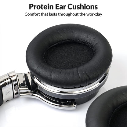 Silensys E7 Active Noise Cancelling Headphones Wireless Bluetooth Headphone with Microphone Deep Bass Over Ear, Comfortable Protein Earpads, 30 Hours Playtime for Travel/Work, Black