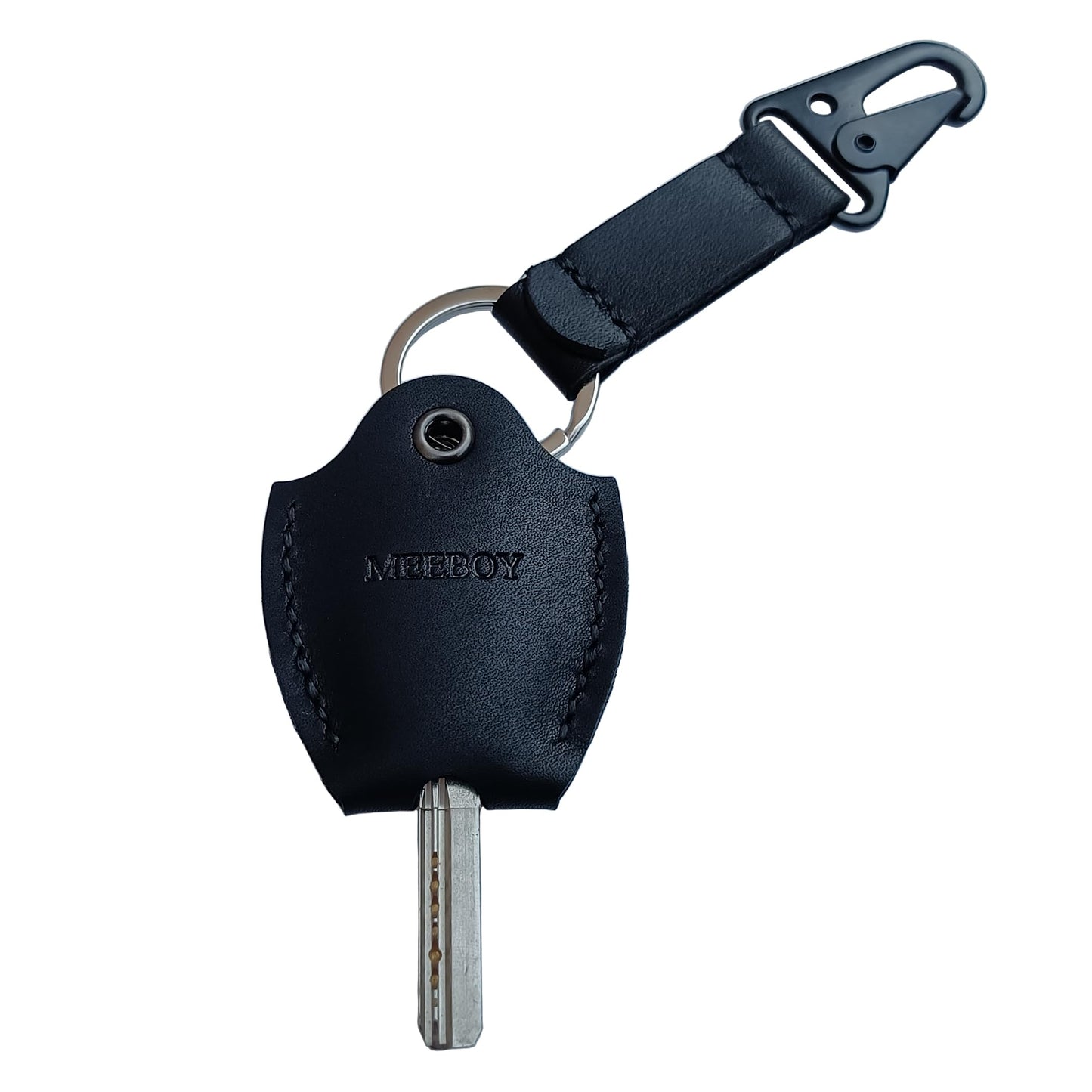 MEEBOY Handmade Leather car Key Sleeve for Broken Key car Key Cover for Men and Women (Black)