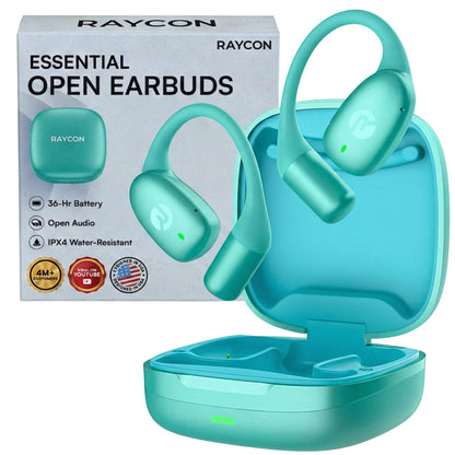 Raycon Essential Open Ear Earbuds – Open Ear Headphones, Earbuds Wireless Bluetooth, Sweat & Water-Resistant Earphones, Running Headphones with Ultra-Lightweight Design, 36 Hours Battery Life (Mint)