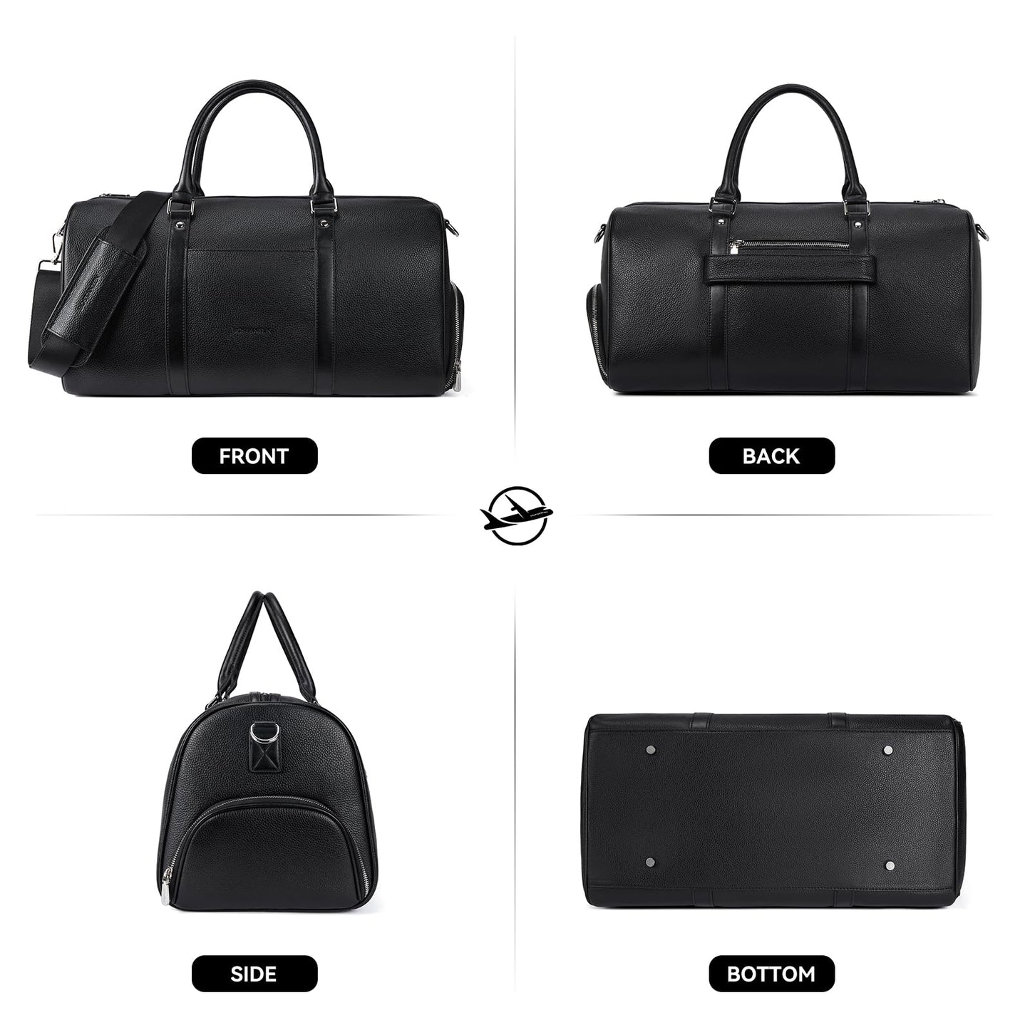 BOSTANTEN Genuine Leather Travel Weekender Overnight Duffel Bag Gym Sports Luggage Tote Duffle Bags for Men Medium: 18.5"X9.25"X10.50"