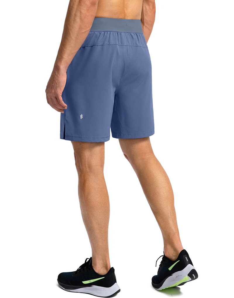 Soothfeel Men's Running Shorts with Zipper Pockets 7 Inch Lightweight Quick Dry Gym Athletic Workout Shorts for Men (Blue, S)